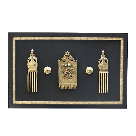 Hair Pin Frame Brass &amp; Resin For Collectible Handicraft Art PIF-2665-12225666