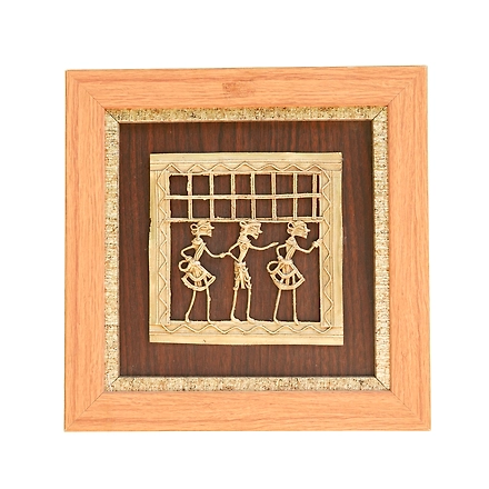 Indian Culture Square Bastar Art Frame Brass For Handicraft Art PIF-2666-12225668