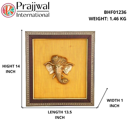 Turban Ganesha Face Wall Hanging Frame Brass For Handicraft Art PIF-2668-1