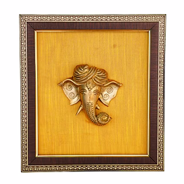 turban ganesha face wall hanging frame brass for handicraft art pif-2668