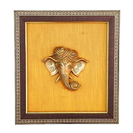 Turban Ganesha Face Wall Hanging Frame Brass For Handicraft Art PIF-2668-12225672