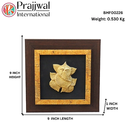 Leave Ganesha Wall Hanging Frame Brass &amp; Wooden PIF-2670-3