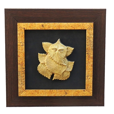 Leave Ganesha Wall Hanging Frame Brass &amp; Wooden PIF-2670-12225692