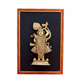 lord shrinathji frame brass & resin for collectible handicraft art pif-2672