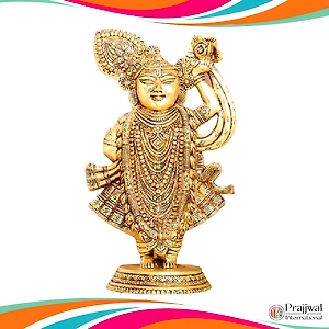 BRASS LORD SHRI NATH JI IDOL (13 INCH)
