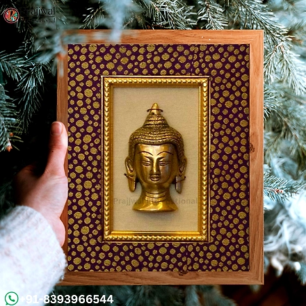 Add Tranquility to Your Space with Our Brass Buddha Face Wall Hanging Frame ✨-12641903