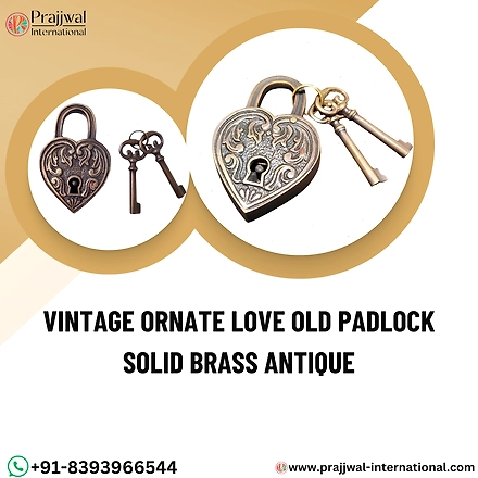 🌟 Vintage Ornate Love Padlock - Solid Brass Beauty 🌟-12642771