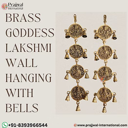 brass goddess lakshmi wall hanging with bells