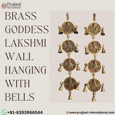 brass goddess lakshmi wall hanging with bells