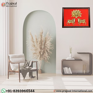 Kamadhenu Cow with Lotus | Brass Wall Hanging Frame