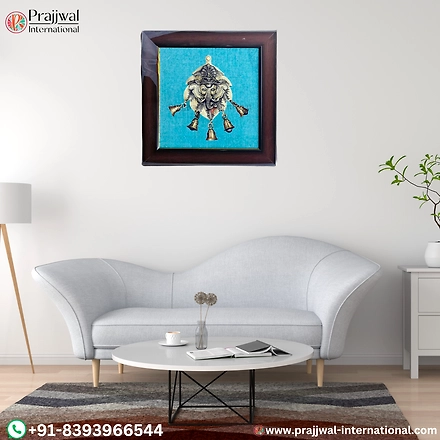 Brass Ganesh with Bell Wall Hanging Frame-12662257