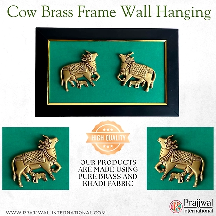 Brass Cow &amp; Calf Wall Hanging Frame-1