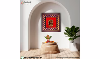 Brass Blessing Goddess Lakshmi Wooden Wall Hanging Frame