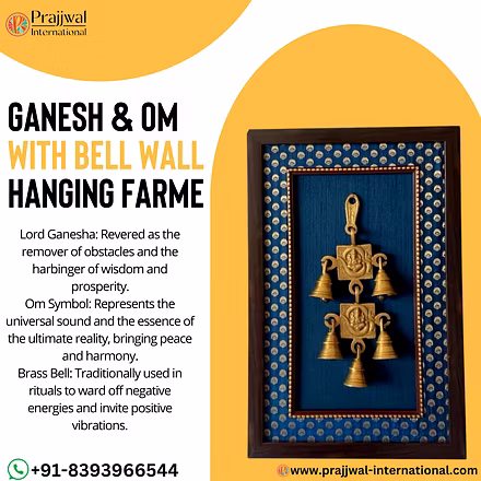 Ganesh &amp; Om with Bell Wall Hanging Frame – Elevate Your Space with Divine Harmony-12698441
