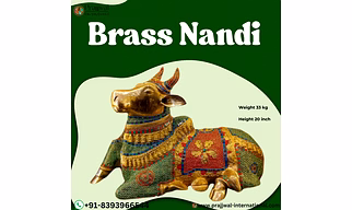 Brass Nandi Big Size Idol with Stone Work