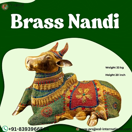 Brass Nandi Big Size Idol with Stone Work-12709821