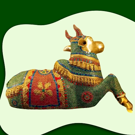 Brass Nandi Big Size Idol with Stone Work-1