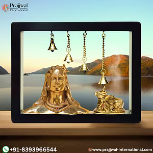Adiyogi Brass Statue & Nandi Wall Hanging with Shiva Parvati Face