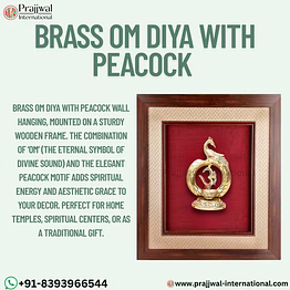 brass om diya with peacock wall hanging