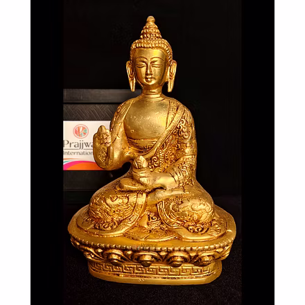 Handcrafted 7 Inch Brass Gautam Buddha Statue-1