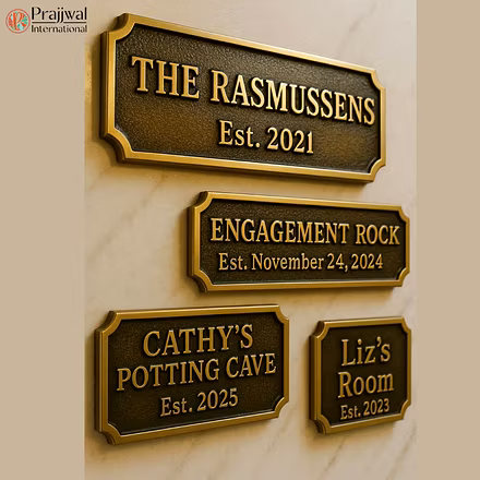 Premium Brass Nameplate | House Door Sign | Handmade | Custom Engraving Personalized Brass Nameplate, Custom Door Nameplate, Brass House Sign Board, Antique Brass Door Plate, Brass Nameplate Manufacturer, Exporter of Brass Nameplates, Brass Plate with Wooden Base, Customized Brass Signboard India-3