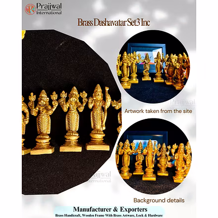 Brass Dashavatar Set – 3 Inch Vishnu Avatars | Handcrafted Brass Idols for Interior Decor | Manufacturer &amp; Exporter – Prajjwal International-12754081