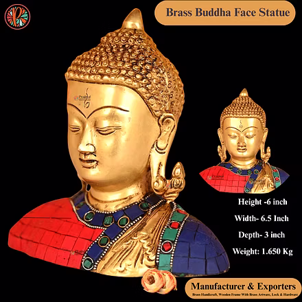 Brass Buddha Face with Mosaic Stone | Manufacturer &amp; Exporter – Prajjwal International-1