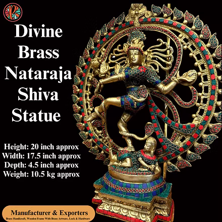 Divine Brass Nataraja Shiva Statue | Cosmic Dance of Lord Shiva | We Are Its Manufacturer and Exporter – Prajjwal International-12763003
