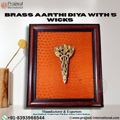 brass aarthi diya with small 5 wicks