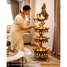brass large peacock lamp diya – a symbol of grandeur and divine light