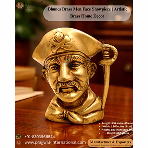 Bhunes Brass Men Face Showpiece | Artistic Brass Home Decor