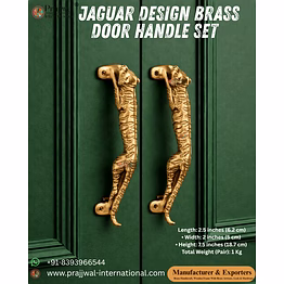 jaguar design brass door handle set | premium decorative door hardware