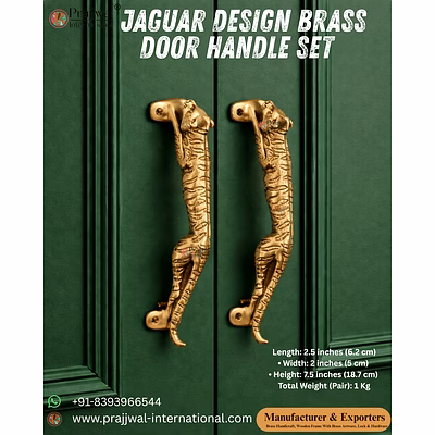 jaguar design brass door handle set | premium decorative door hardware