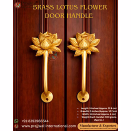 brass lotus flower door handle set (set of 2) | premium decorative door hardware