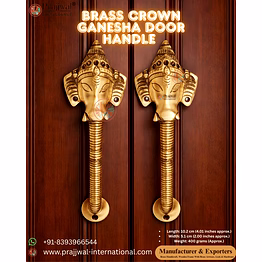 brass crown ganesha door handle | decorative spiritual door hardware