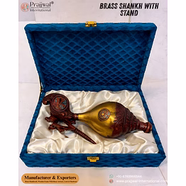 brass shankh with stand | premium spiritual decor & pooja item
