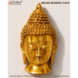 brass buddha face wall décor showpiece