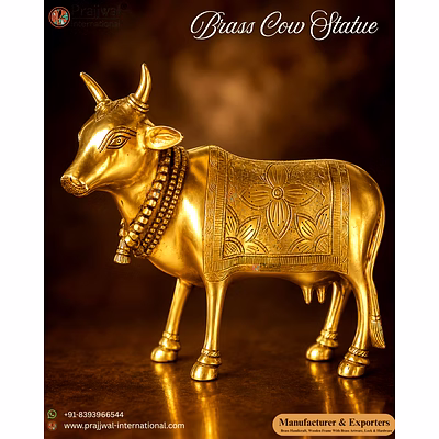 brass cow statue – 12 inch premium showpiece