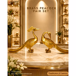 brass peacock pair set – 10 inch premium showpiece