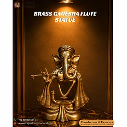 brass ganesha flute statue – 19.3 inch premium sculpture