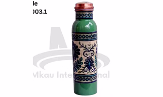 Copper Water Bottle 1 Litre Leak Proof Green Floral Printed And Glossy Finish Water Bottle For Men And Women Home Kitchen Office Health Benefit Of Ayurveda
