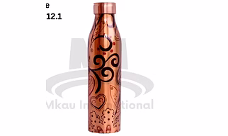 Copper Water Bottle with Floral Design