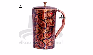 Copper Water Jug Paisley Printed And Leak Proof Hot & Cold Water 1.5 ML Capacity Jug For Home Kitchen & Office Health Benefits Of Ayurveda