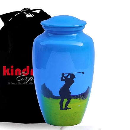 Decorative Women Golf Engraved Urn for Human Ashes - Keepsake Cremation Urn - Large Urn for Ashes - Adult Funeral Ashes Urn &quot;-12102764