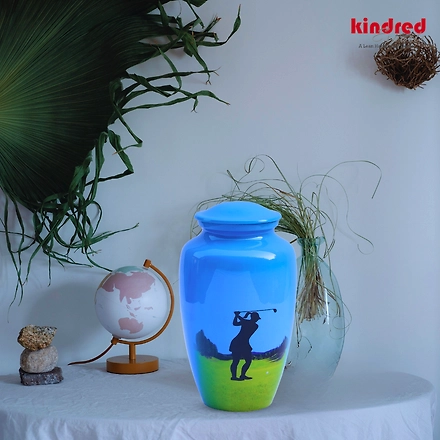Decorative Women Golf Engraved Urn for Human Ashes - Keepsake Cremation Urn - Large Urn for Ashes - Adult Funeral Ashes Urn &quot;-2
