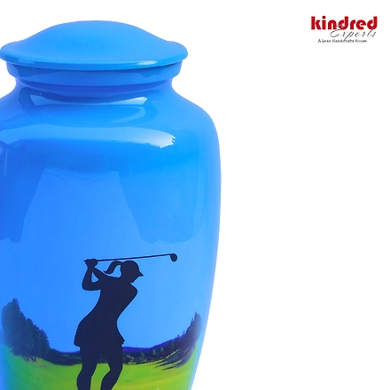 Decorative Women Golf Engraved Urn for Human Ashes - Keepsake Cremation Urn - Large Urn for Ashes - Adult Funeral Ashes Urn &quot;-3