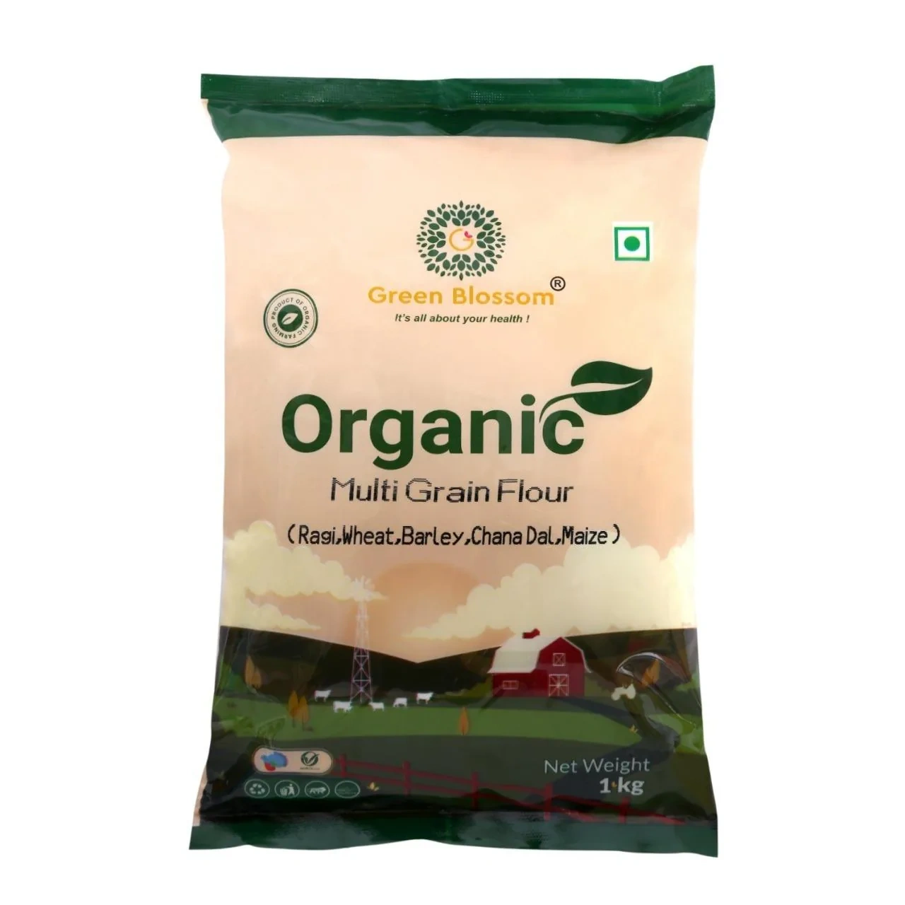 Organic Multi Grain Flour - 1 Kg (Pack of 1) I Green Blossom-RVO0D2CZGM