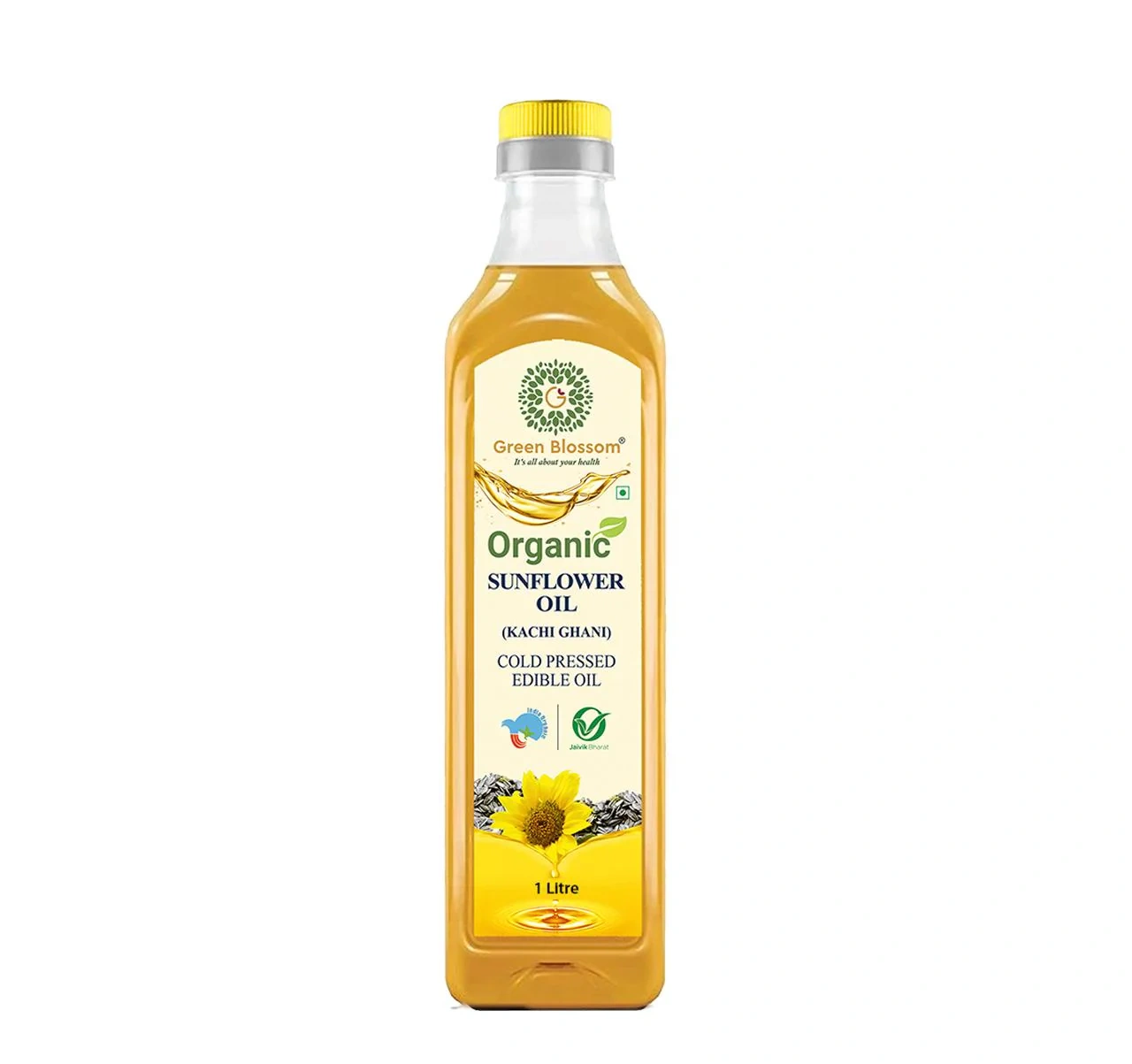 Organic Sunflower Oil ( Kachi Ghani) - 1 Ltr I Cold Press I Green Blossom-RVUG53OULG