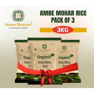 Organic Ambe Mohar Rice - 3 Kg (1 Kg, Pack of 3)I Green Blossom