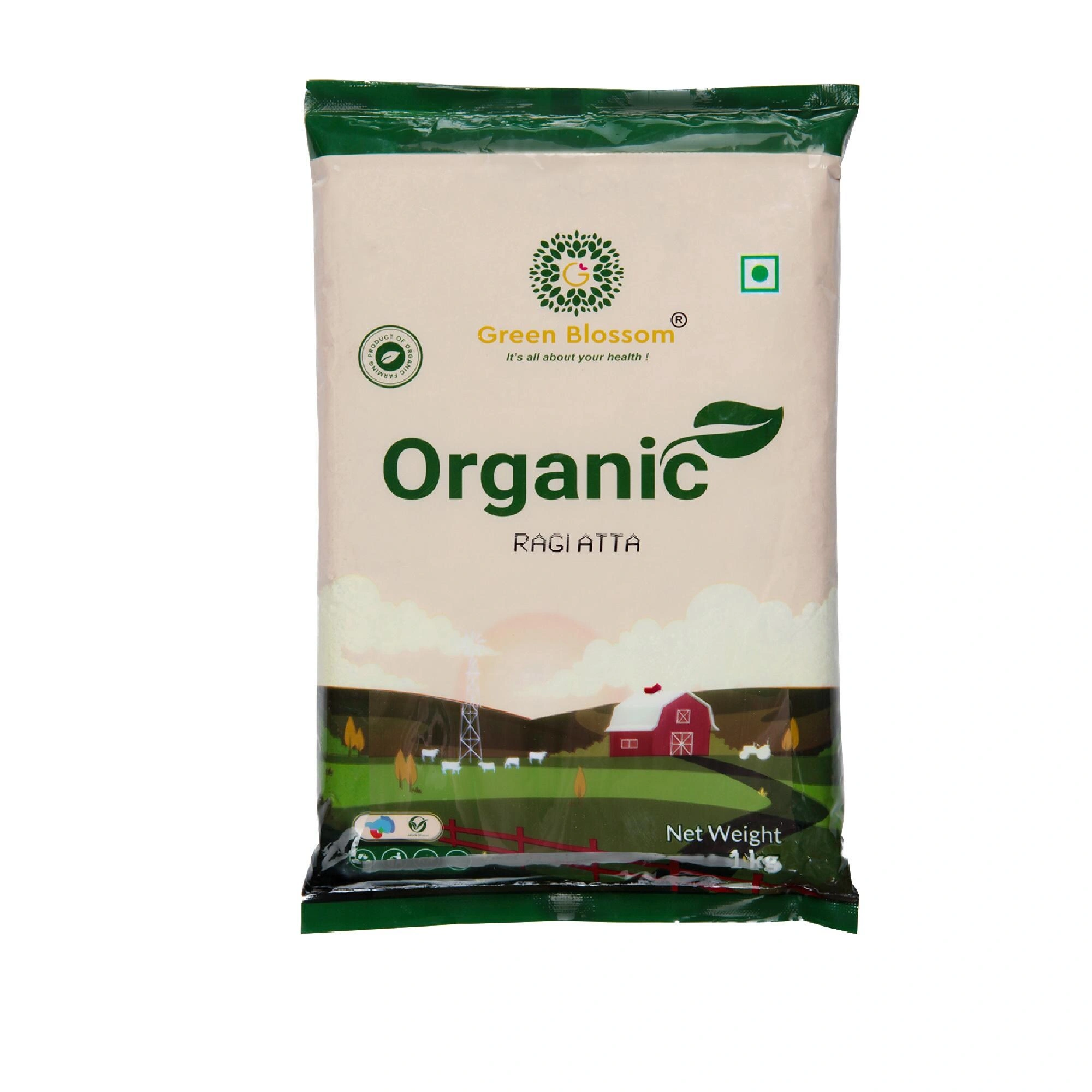 Organic Ragi Atta / Finger Millet Flour - 10 Kg , ( Pack of 10, 1 Kg ) I Green Blossom-RVBZJCQ8QE